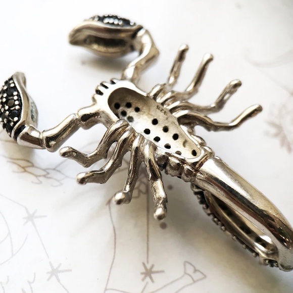 Anthro Pendant Scorpion Black Fashion Jewelry 925 Sterling Silver Rebel Men - Picture 5 of 16